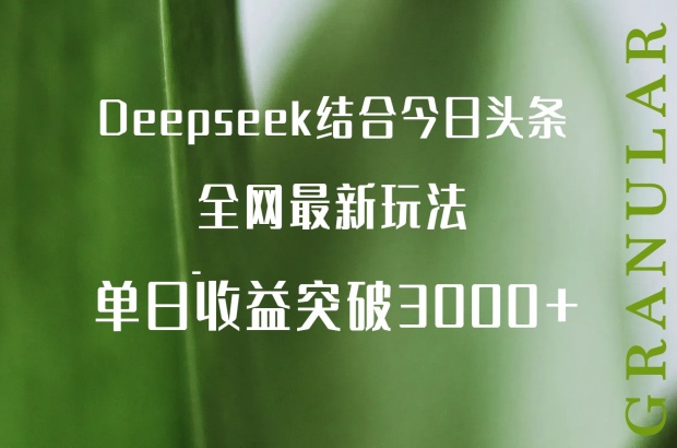 Deepseek结合今日头条全网最新玩法，单日收益突破3000+