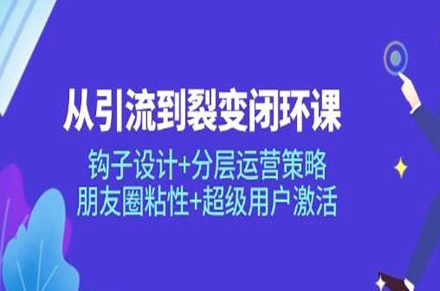 从引流到裂变闭环课：钩子设计+分层运营策略，朋友圈粘性+超级用户激活